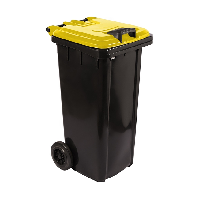 240L Recycling Wheelie Bin - Black with Coloured Lid - Pack of 5