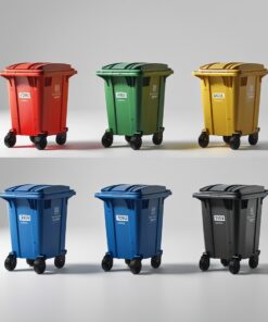 Green 660 liter wheelie bin