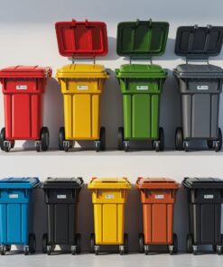 Brown 660 liter wheelie bin
