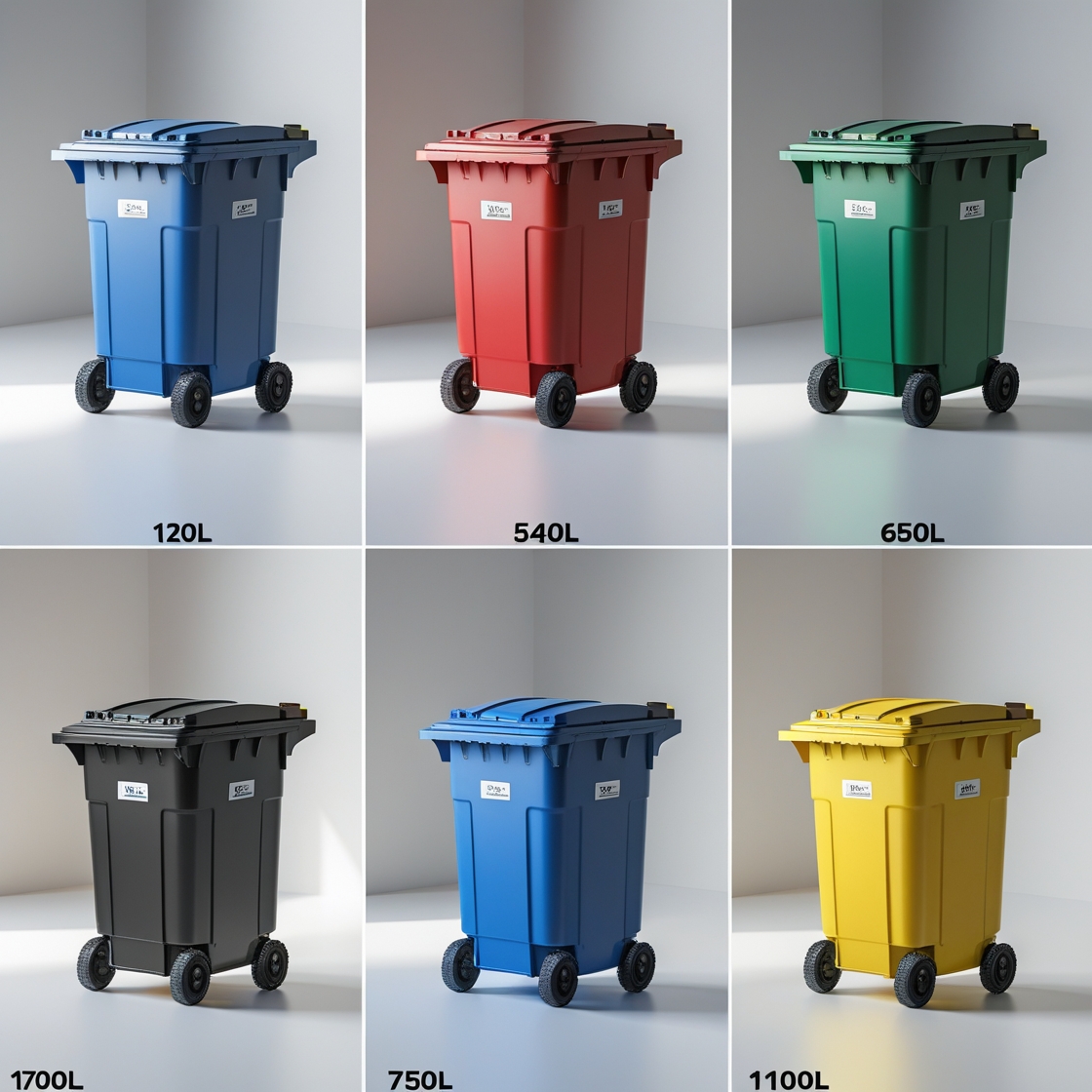 Blue 660 liter wheelie bin