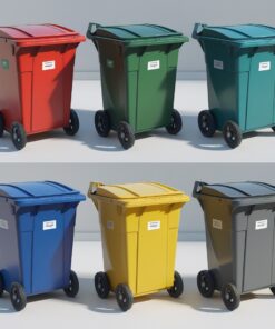 Yellow 1100 liter wheelie bin
