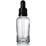 Dropper Bottles Clear Glass Black Lids