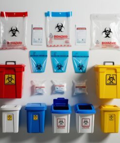 blue container for biomedical waste